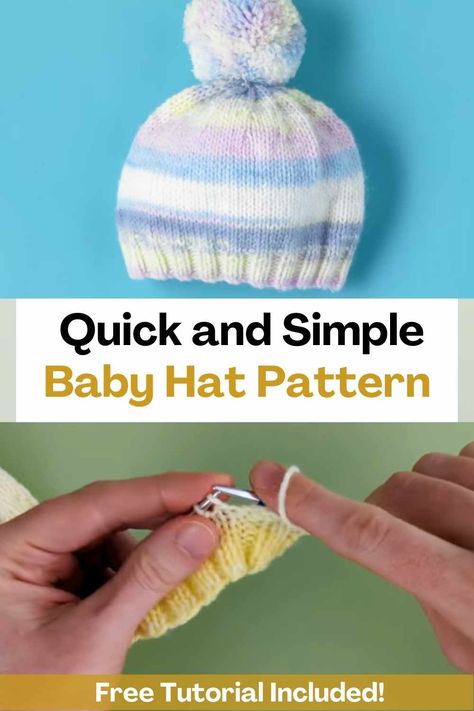 Are you a beginner knitter looking to take on a new project? Look no further than this free baby hat knitting pattern! In this tutorial, the creator of a video will show you how to knit a cute and cozy baby hat in no time at all, using the Teenie Beanie Hat pattern from Free Paintbox Yarns. This pattern is perfect for those just starting out in knitting, as it is easy to follow and requires only basic skills. You'll need to know how to cast on, knit, purl, and decrease stitches, but don't... Knitting Patterns Free Hats Baby, Easy Baby Hats To Knit Free Pattern, Newborn Knitted Hats, Knitted Newborn Hats Free Patterns, Infant Knit Hat, Newborn Knit Hat Pattern Free Easy, Flat Knit Baby Hat Pattern Free, 4ply Baby Hat Knitting Patterns Free, Knitted Newborn Hats