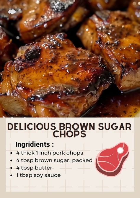 Brown Sugar Chops Baked, Pork Chopped Recipes, Brown Sugar Italian Pork Chops, Pork Chop Recipes With Soy Sauce, Easy Boneless Pork Chops, Best Way To Make Pork Chops, Brown Sugar Chops Recipe, Dinner Ideas With Pork Chops Meals, 4 Ingredient Pork Chops