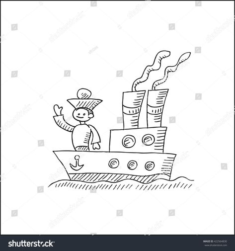 Seaman Drawing, Sea Ship, Sketch Illustration, Drawing Easy, Business Advertising Design, Vector Hand, Business Advertising, Drawing Sketch, Advertising Design