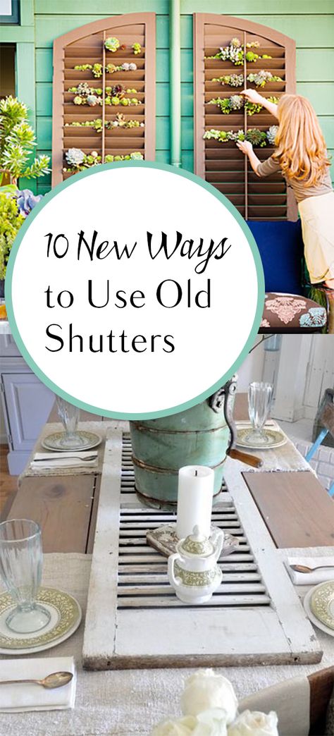 Find inspiration for your next shutter projects with these 10 projects. Shutters Repurposed Decor, Bedroom Shutters, Repurposed Shutters, Shutter Projects, Repurposed Headboard, Shutter Decor, Shutter Ideas, Repurposed Decor, Diy Shutters