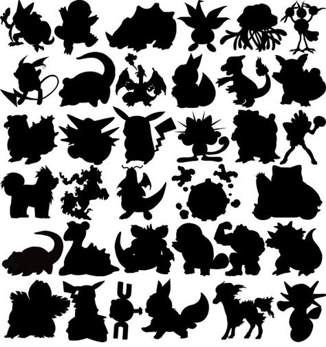 Pokemon Stencils, Pokemon Graphic, Pokemon Clipart, Pokemon Decal, Pokemon Room, Pokémon Party, Pokemon Diy, Pokemon Craft, Silhouette Drawing