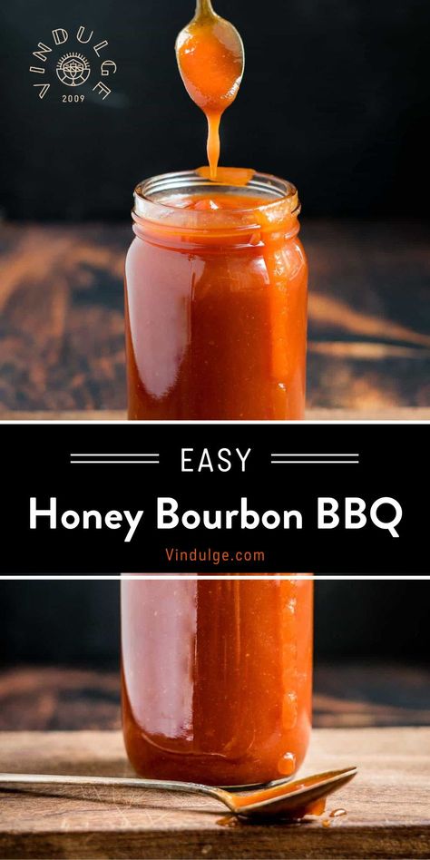 A homemade Honey Bourbon Barbecue Sauce recipe that has smoky flavor and a touch of sweet with honey versus brown sugar. Perfect BBQ Sauce for chicken wings or pork ribs! Bbq Sauce For Wings, Homemade Wing Sauce, Bbq Sauce For Chicken, Sauce For Chicken Wings, Bourbon Barbecue Sauce Recipe, Bourbon Bbq Sauce Recipe, Bourbon Barbecue Sauce, Bourbon Bbq Sauce, Easy Bbq Sauce