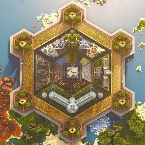 Minecraft Hexagon, Minecraft Base, Map Minecraft, Minecraft House Plans, Bangunan Minecraft, Minecraft Modern, Minecraft Castle, Cool Minecraft Creations, Minecraft Room