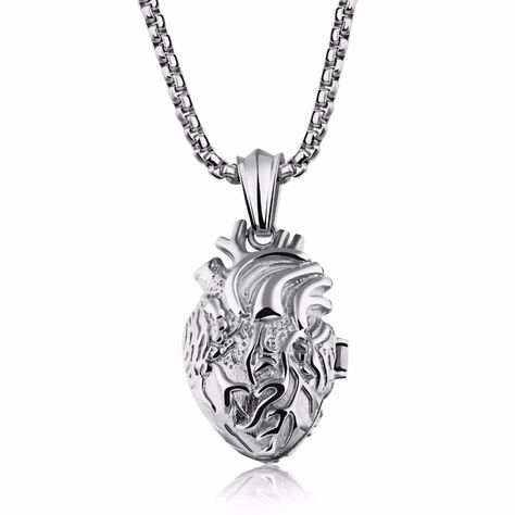 Fear Of Fear, Mens Silver Pendants, Beautiful Jewelry Rings, Pjo Dr, Necklace Styles, Rings And Bracelets, Anatomical Heart, Mens Jewelry Necklace, Gothic Beauty