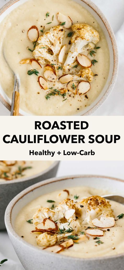 Cauliflower Soup Healthy, Low Carb Chicken Soup, Cauliflower Soup Recipe, Low Carb Soup Recipes, Roasted Cauliflower Soup, Cauliflower Soup Recipes, Low Carb Soup, Low Carb Vegetarian, Low Carb Diet Recipes