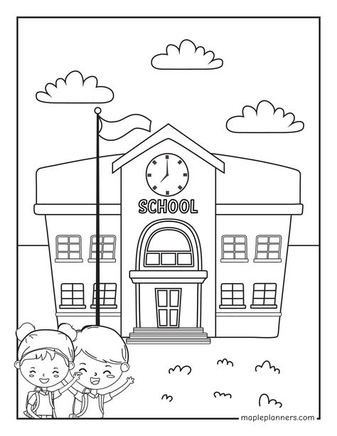 Free Back to School Coloring Pages for Kids Back To School Worksheets, Preschool Coloring Pages, School Images, School Coloring Pages, School Cartoon, About School, School Worksheets, Color Worksheets, School Pictures