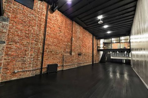 Black Floors, Black Wood Floors, Pedicure Station, Historic Theater, Rustic Brick, Luxury Car Garage, Book Event, Red Brick Walls, Red Brick Wall