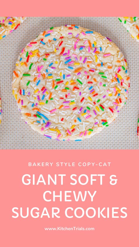 Big Sugar Cookie Recipe, Giant Sugar Cookie Recipe, Jumbo Sugar Cookies, Sugar Cookie Recipe With Sprinkles, Cottage Bakery Recipes, Giant Cookies Recipes, Big Cookies Recipes, Big Cookie Recipe, Giant Cookie Recipe