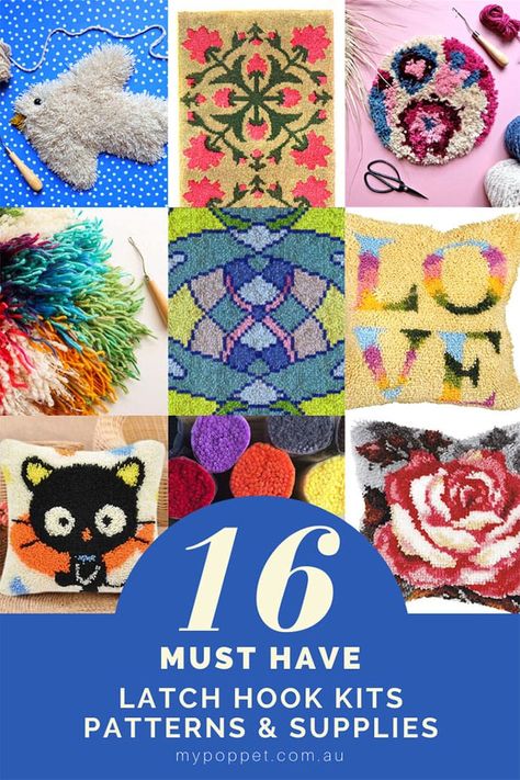 Time to try a new craft? Check out these Cool Latch Hook Kits Latch Hook Crafts, Latch Hook Patterns, Cushion Making, Diy Throw Pillows, Latch Hook Rug, Latch Hook Rug Kits, How To Make Tassels, Christmas Crafts To Sell, Hook Rug