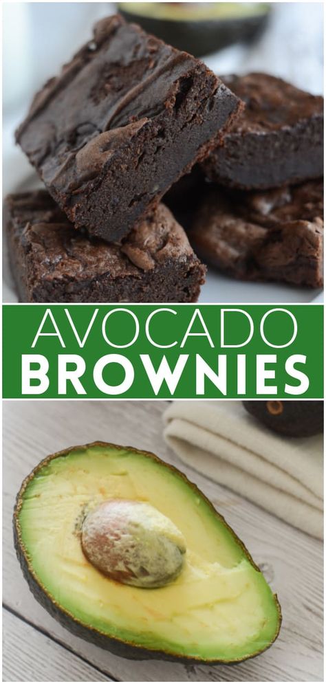 Avocado Brownies - no butter, no oil! These are so rich and delicious and no one will guess that the secret is avocado! Avocado Dessert, Avocado Brownies, Avocado Chocolate, Delicious Brownies, Fudgy Brownies, Avocado Recipes, Brownie Recipes, Treat Recipe, Nutrition Recipes