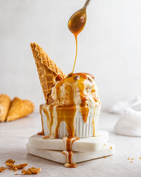 Ice Cream - Commercial Food Photography by Kateryna Pavlichenko from Los Angeles, United States | Phoode Food Photography Cake, Commercial Food Photography, Ice Cream Flower, Gelato Bar, Ice Cream Photography, Caramel Ice Cream, Food Texture, Ice Cream Brands, Dessert Photography