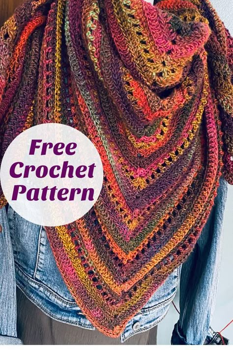 Ravelry Crochet Free Patterns Shawl, It’s A Wrap Yarn Crochet Pattern, Crochet Granny Stitch Triangle Shawl Pattern, Variegated Yarn Shawl Pattern, Crochet Triangular Scarf, Crochet Patterns Using Variegated Yarn, Triangular Scarf Crochet Pattern, Crochet Triangular Scarf Pattern Free, Crochet Pattern For Variegated Yarn