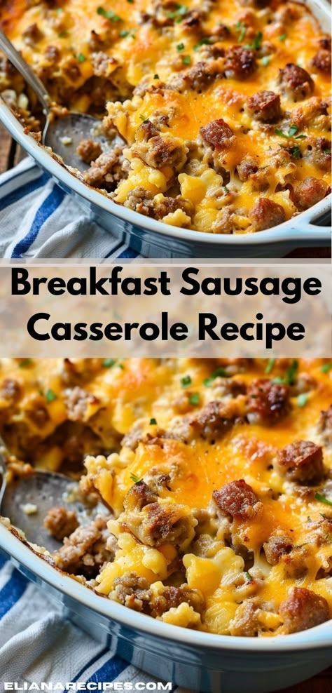 Searching for ground beef recipes? Our Breakfast Sausage Casserole Recipe is a great choice! Perfect for breakfast or dinner, this breakfast casserole is easy to make and delicious. Enjoy this versatile casserole recipe. Christmas Casserole Breakfast, Top Breakfast Recipes, Breakfast Sausage Casserole, Things To Make For Dinner, Ground Sausage Recipes, Sausage Casserole Recipes, Christmas Casserole, Christmas Breakfast Ideas, Bbq Grilling Recipes