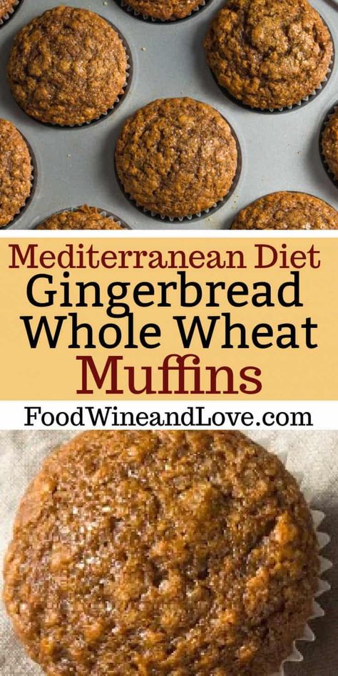 Healthy Vanilla Muffins, Healthy Gourmet Recipes, Whole Wheat Recipes, Wheat Muffins, Wheat Flour Recipes, Brunch Snacks, Ginger Muffins, Mediterranean Desserts, Whole Wheat Muffins