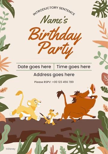 The Lion King Birthday Invitation | Premium Disney template Birthday Lion King, Lion King Invitation Template, Lion King Birthday Party Invitations, Lion King 1st Birthday Invitation, Lion King Invitation, Lion King Theme Party 1st Birthdays Amazon.com, Lion King Birthday Party Ideas, Lion King Theme, Lion King Party