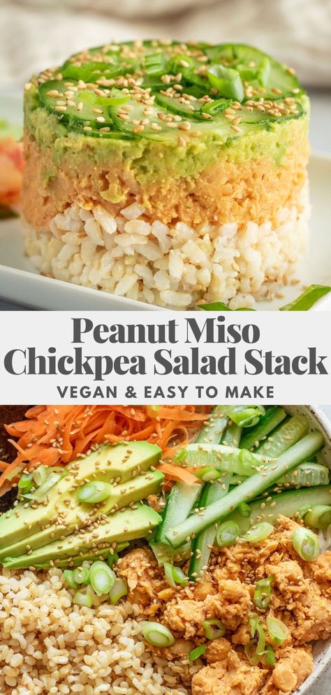 Sushi Bowl Salad, Vegetarian Sushi Bowl Recipe, Sushi Bowl Vegetarian, Healthy Vegan Meal Plan, Miso Recipes Vegetarian, Food Stacks, Sushi Craving, Sushi Stack, Vegan Sushi Bowl