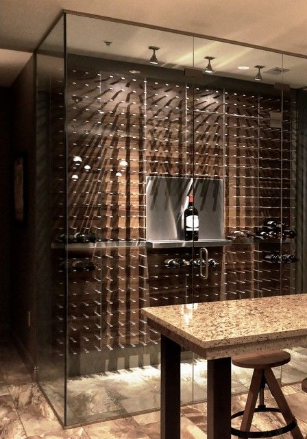 Modern Wine Storage Design - STACT Modular Wine Wall System - Modern - Wine Cellar - Vancouver - by STACT Wine Displays Inc. | Houzz House In Hill, Home Cellar, House Wine Cellar, Wall Rack Design, Wine Rack Inspiration, Wine Storage Ideas, Wine Library, Wine Storage Wall, Contemporary Wine Cellar