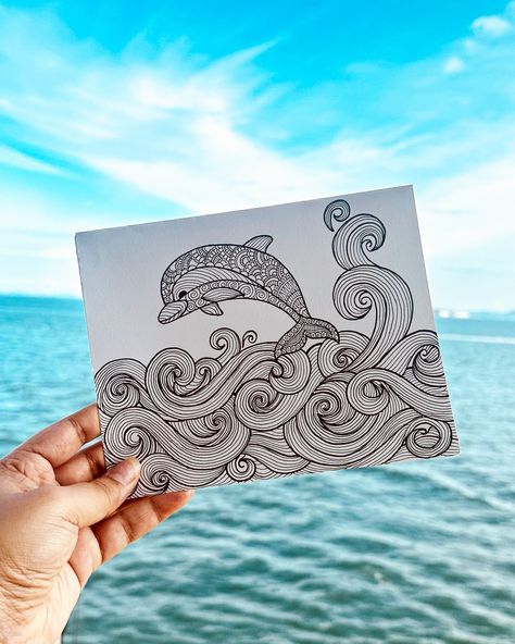 A quick doodle for our recent vacation 🥰 in @royalcaribbeanasia . A long overdue trip and one thing to check off from my list of experiences. Had a great time with family and now back to the grind and hopefully more art 🤍 Wishing you all a great week ahead. #seamandala #royalcaribbeancruise #dolphin #dolphinmandala Doddle Art, Royal Caribbean Cruise, Great Week, Mandala Drawing, Mandala Art, Dolphins, Then And Now, The One, Doodles