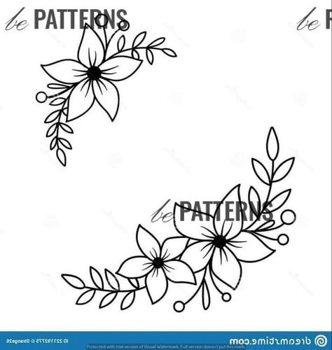 Simple Flower Drawing, Flower Pattern Drawing, Hand Embroidery Patterns Free, Flower Drawing Design, Hand Embroidery Patterns Flowers, Floral Embroidery Patterns, Floral Border Design, Bead Embroidery Patterns, Pola Sulam