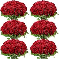 Cheap Flower Centerpieces, Red Roses Centerpieces, Stem Bouquet, Party Decorations Pink, Wine Decor Kitchen, Silk Rose Bouquet, Fake Roses, Burgundy Roses, Centerpieces Party