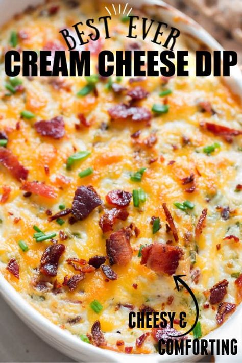 Covered Dish Ideas Potlucks, Covered Dish Ideas, Warm Dip Recipes, Bacon Dip Recipes, Bacon Cheese Dips, Cream Cheese Recipes Dip, Best Dip Recipes, Cheese Dip Recipe, Cream Cheese Dip