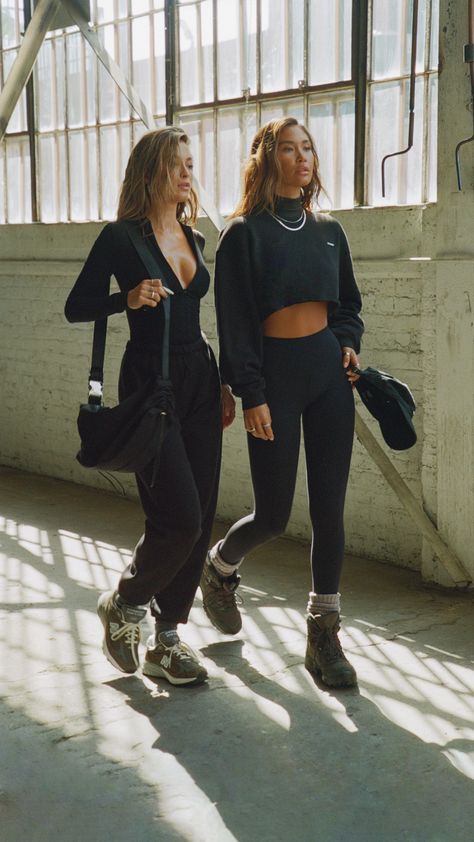 FALL STREETWEAR ESSENTIALS #JOAHBROWN #MadeinLosAngeles #WomensClothing Essentials Women Outfit, Athleisure Travel Outfit Summer, Pretty Workout Outfits, Baddie Hiking Outfits, Gym Joggers Outfit Women, Sweats Outfit Ideas, Elegant Sport Outfit Woman, Joah Brown Aesthetic, Joah Brown Outfits