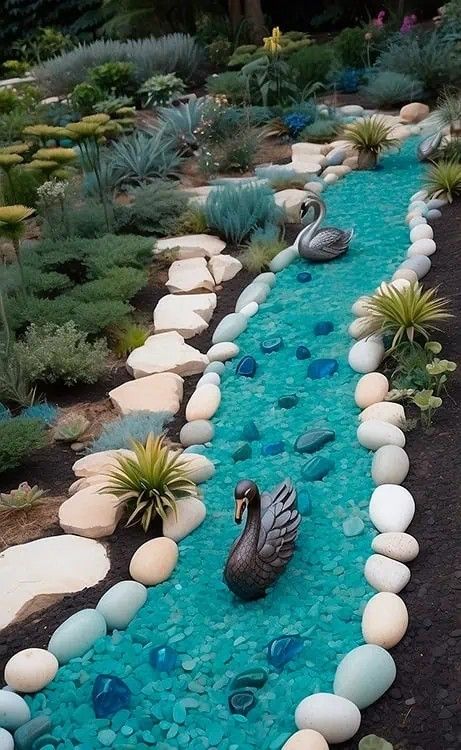 River Bed Landscaping Ideas, Dry River Bed Landscaping, River Bed Landscaping, Bed Landscaping Ideas, Dry Riverbed Landscaping, Dry River Bed, River Rock Garden, Dry Creek Bed, River Rock Landscaping