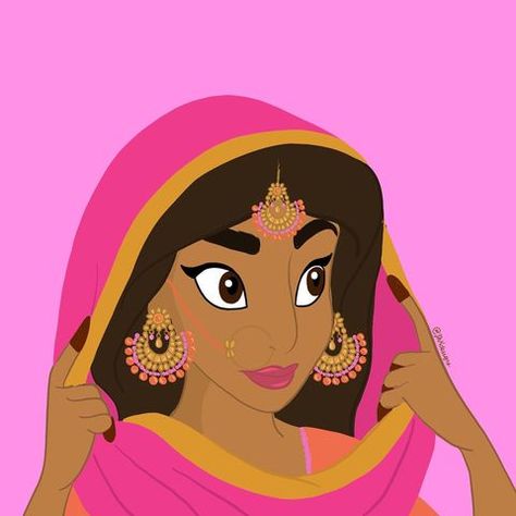 ZHK DESIGNS (@zhkdesigns) • Instagram photos and videos South Asian Cartoon, Cartoon Characters Pfp, Indian Girl Illustration, Arabic Drawing, Indian Animation, Indian Sketches, Girls With Brown Hair, Asian Cartoon, Indian Jasmine