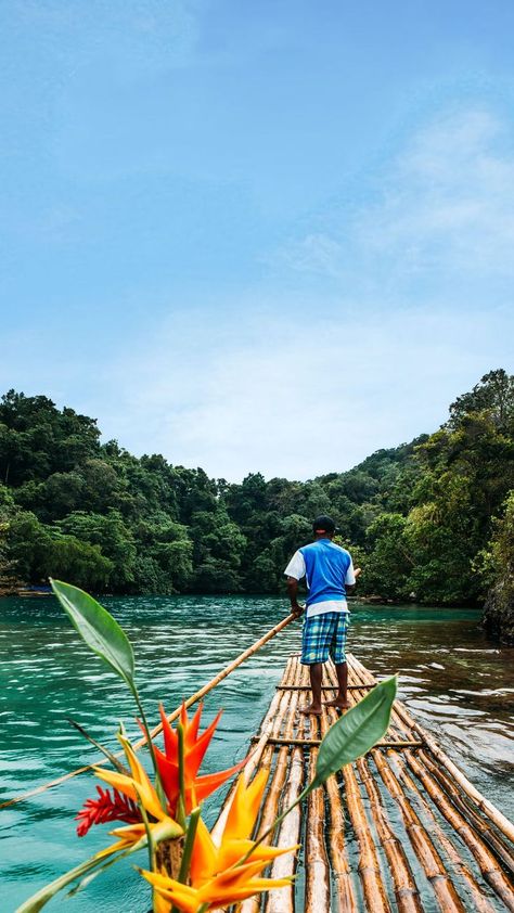 Just outside Montego Bay, Jamaica, is the Martha Brae River, where guides take you on long bamboo rafts. If you are interested in Jamaican culture and history, ask them a few questions. They will be happy to answer you, while you enjoy your tour in complete peace of mind. Jamaica Culture, Jamaican Vacation, Jamaica Trip, Ocho Rios Jamaica, Jamaican Culture, Jamaica Vacation, Montego Bay Jamaica, Jamaica Travel, Ocho Rios