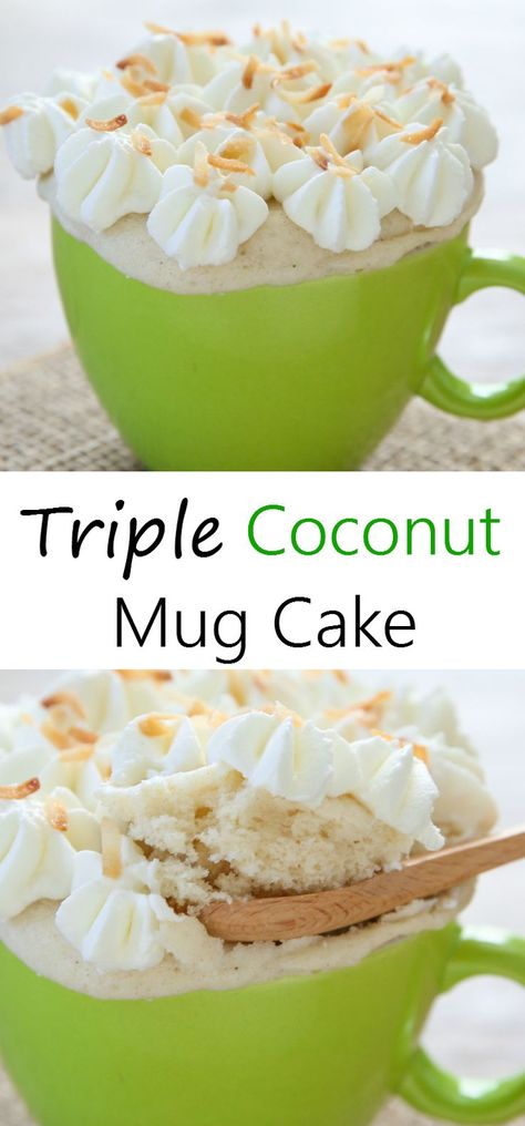 Coconut Mug Cake, Microwave Mug Recipes, Cake Microwave, Dessert In A Mug, Mug Desserts, Mug Meals, Mug Food, Microwave Cake, Mug Cake Microwave