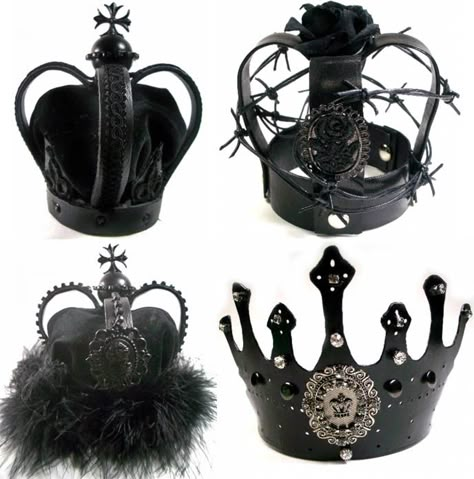 Although I am not really into the all black lolita thing..I like that again it takes traditional and twists it a bit...very playful! Gothic Crown, Gothic Princess, Metal Crown, Black Crown, Gothic Metal, Evil Queen, Tiaras And Crowns, Gothic Jewelry, Dark Fashion