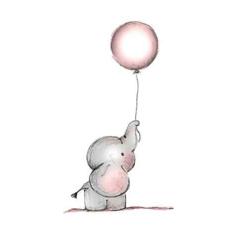 Elephant With Balloon Drawing, Drawing Of An Animal, Elephant With Balloon, Family Tattoos Ideas, Balloon Drawing, Baby Elephant Drawing, Family Tattoo Ideas, Bloom Book, Elephant Tattoo Design