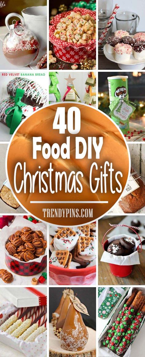 How To Package Food Gifts, Baked Food Gifts, Christmas Eatable Gifts, Easy Homemade Food Gifts For Christmas, Christmas Treats You Can Mail, Food Xmas Gift Ideas, Treats To Make For Christmas Gifts, Christmas Gift Goodies, Christmas Snacks For Gifts Easy Diy