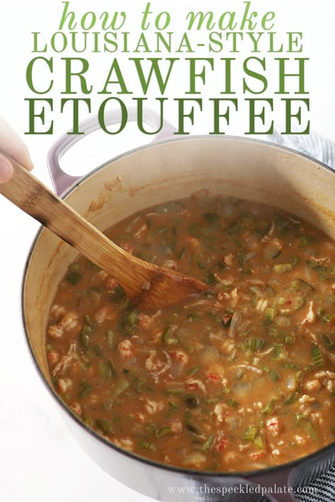 Crawfish Etouffee is a classic South Louisiana dish that's served over rice. This etouffee recipe is full of flavor and perfect for sharing. #cajun #easyentertaining #speckledpalate Crawfish Etoufee Recipe, Seafood Chowder Soup, Chicken Etouffee, Crawfish Etoufee, Crawfish Dishes, Louisiana Dishes, Etouffee Recipe, Crawfish Recipes, Cajun Crawfish