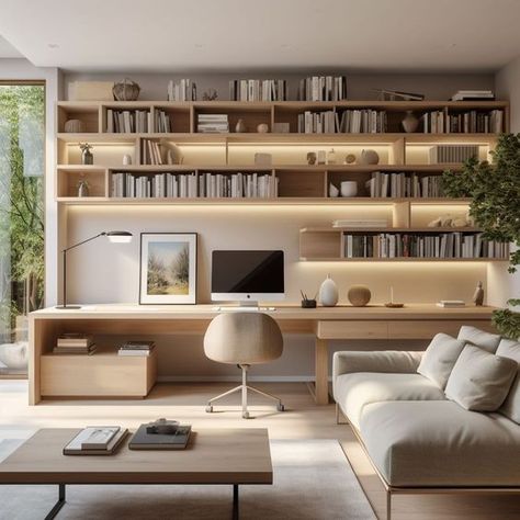 Modern Home Offices, Small Home Offices, Home Library Design, Modern Home Office, Home Office Setup, Home Design Decor, Home Offices, Home Room Design, Office Interior Design