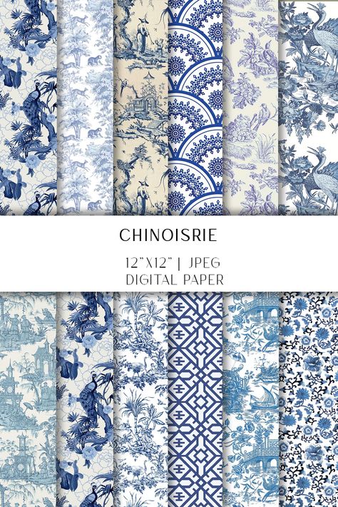 DOWNLOAD this beautiful set of 12 Chinoiserie Digital paper click on this link : Chinoiserie Diy, Chinoiserie Cake, Tiktok Decor, Cny Design, Chinoiserie Patterns, Egyptian Motifs, Chinoiserie Motifs, Dutch Blue, Everything Blue