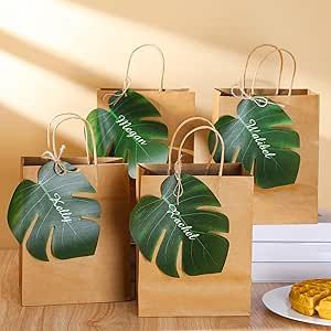 Dinifee Bachelorette Gift Bags Bulk Luau Gift Bags with Palm Leaves Hawaiian Gift Bags Tropical Gift Bags Artificial Monstera Kraft Paper Bridesmaid Bag for Wedding Hawaiian Party(24 Set) Luau Gift Bags, Tropical Giveaway Ideas, Hawaiian Gift Bag Ideas, Tropical Wedding Favors, Hawaiian Themed Parties, Monstera Wedding, Christmas Luau, Luca Party, Tropical Wedding Favor