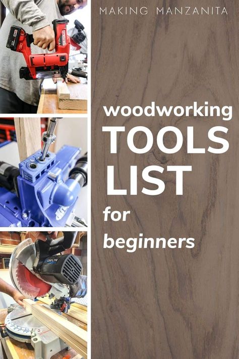 Looking to start a woodworking hobby and need to know what to get? This is post is for you! We show the best 8 woodworking tools for beginners! #woodworking #woodprojects #DIY #tools Woodworking Tools List, Woodworking Tools Router, Woodworking Tools For Sale, Woodworking Tools For Beginners, Woodworking Tools Storage, Essential Woodworking Tools, Woodworking Tools Workshop, Best Woodworking Tools, Wood Projects For Beginners