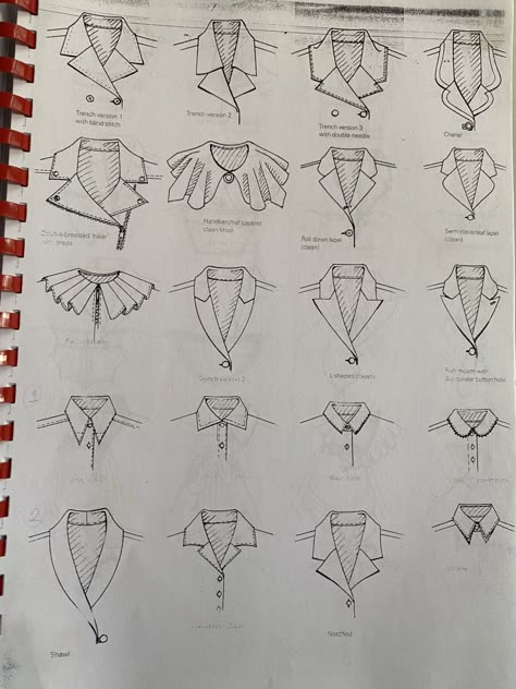 Collars Drawing, Collars Illustration, Types Of Collars For Women, Collar Technical Drawing, Neckline Sketch, Collar Sketch, Drawing Collar, Different Types Of Collars, Drawing Base Reference