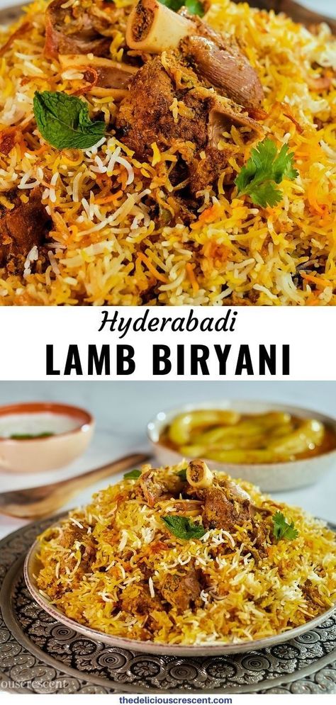 Lamb Biryani Recipe Easy, Lamb Breyani Recipes, Hyderabad Biryani Recipe, Lamb Rice Recipes, Pakistan Cuisine, Best Mutton Biryani Recipe, Lamb Biryani Recipe, Lamb And Rice, Meet Recipe