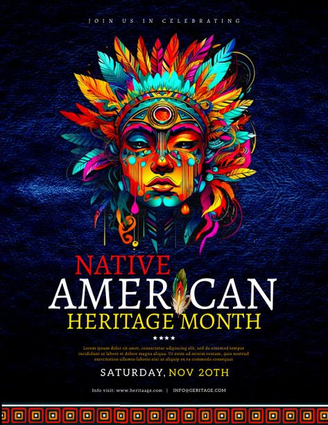 Native American Poster, National Aboriginal Day, Aboriginal Day, American Day, Native American Heritage Month, Free Flyer Templates, Native American Heritage, Event Flyers, Online Posters