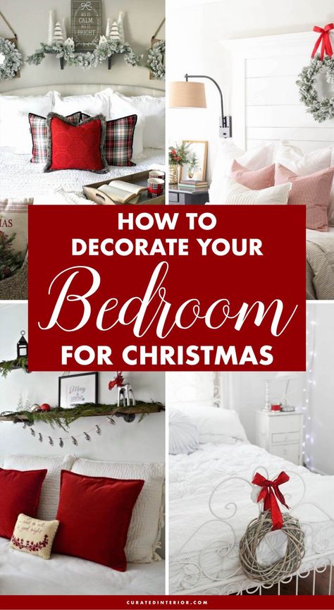 How to Decorate Your Bedroom for Christmas – 25 ideas! #ChristmasDecor #BedroomDecor #ChristmasHome Bedroom For Christmas, Festive Bedding, Christmas Bedrooms, Christmas Bedroom Decor Ideas, Christmas Bedroom Ideas, Christmas Bedroom Decor, Bedroom Christmas Decor, Holiday Bedroom, Decorations Bedroom