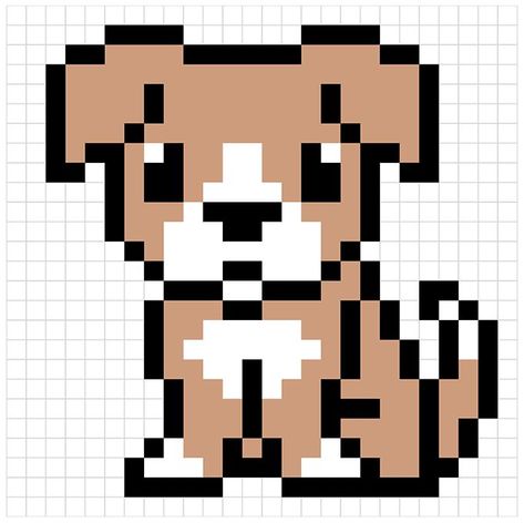 Learn to draw a dog pixel art. This step-by-step tutorial makes it easy. Kids and beginners alike can now draw a great dog pixel art. Pixelated Drawings, Pixel Drawing Ideas, Dog Pixel Art, Draw A Dog, Square Drawing, Drawing Guides, Draw Animals, Pixel Art Tutorial, Easy Drawing Tutorial