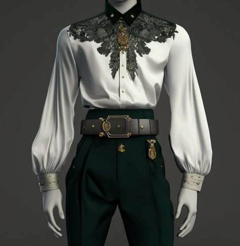 Regal Mens Fashion, Mens Fantasy Fashion Art, Dnd Formal Wear Male, Regal Outfits Men, Green Fantasy Outfit Male, Male Fantasy Clothing Design Royal, Mens Fantasy Clothing, Royal Outfit Drawing, Male Fantasy Clothing Royal