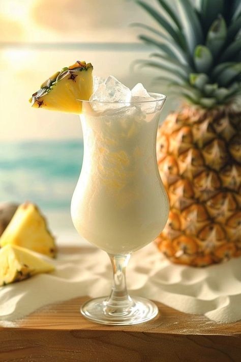 Pinacolada Cocktails Recipe, Piña Colada Aesthetic, Pina Colada Aesthetic, Drink Pina Colada, Pina Colada Drink, Pineapple Pictures, Popular Cocktail Recipes, Pineapple Drink, Pina Colada Recipe