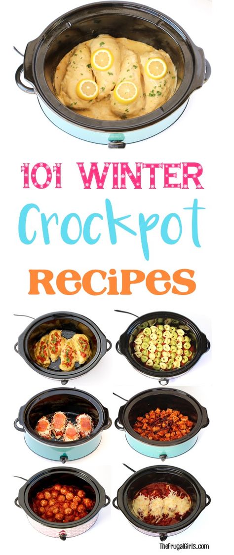 Easy Crockpot Recipes!  101 Quick and Delicious Winter Crock Pot Meals for Busy Nights!  Simple flavor-packed chicken and beef dinners, healthy options, cheap suppers and scrumptious desserts!  Add some to your menu this week! Winter Crockpot Recipes, Crock Pot Dinners, Crockpot French Toast, Fall Crockpot Recipes, Crock Pot Food, Crock Pot Recipe, Crock Pot Desserts, Pot Dinners, Crock Pot Recipes