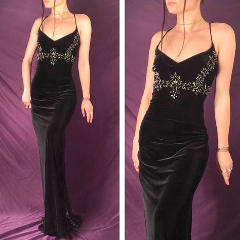 90’s Prom Dress, Black Velvet Prom Dress, Barristers Ball, Velvet Prom Dresses, Floor Length Evening Dress, Prom Dress Beaded, Beaded Fabric, Velvet Prom Dress, Evening Dress Floor Length