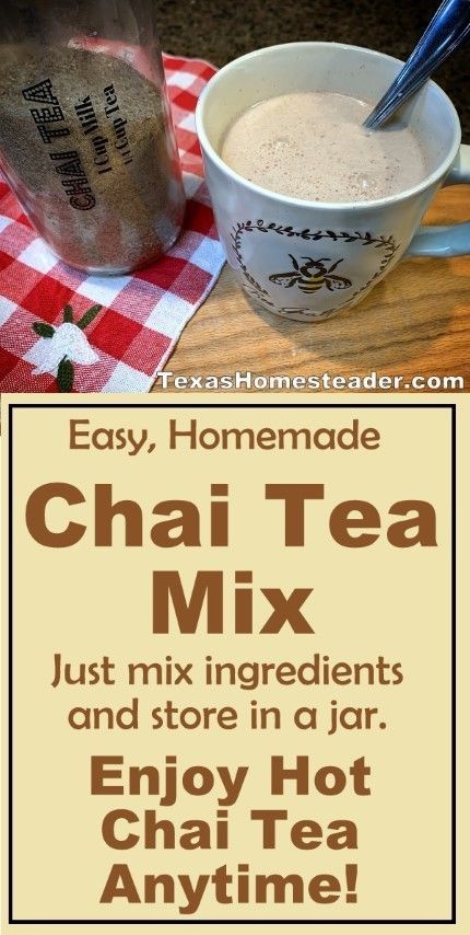 Homemade Chai Tea Mix. ~ Texas Homesteader ~ Chia Tea Recipe, Chia Tea Latte Recipe, Hot Chai Tea, Chia Tea, Homemade Chai Tea, Chai Tea Latte Recipe, Chai Spice Mix, Hot Chai, Homemade Chai