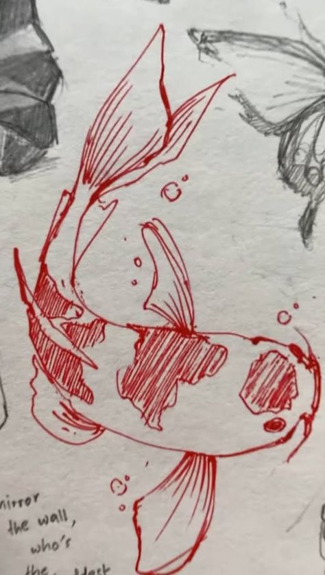 Japanese Fish Drawing, Best Art Drawings, Wrist Tattoo Designs, Unique Wrist Tattoos, Piskel Art, Fish Drawing, Japanese Fish, Fish Drawings, Wrist Tattoo