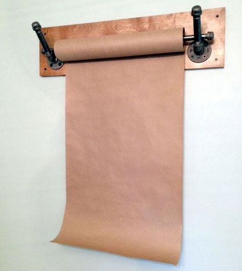 Creative DIY Craft Paper Memo Board - Your Projects@OBN Dispenser Diy, Paper Roll Holders, Paper Dispenser, Pipe Furniture, Tv Bracket, Industrial Pipe, Craft Room Office, Industrial Wall, Craft Room Ideas